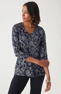 pure jill printed v-neck tee