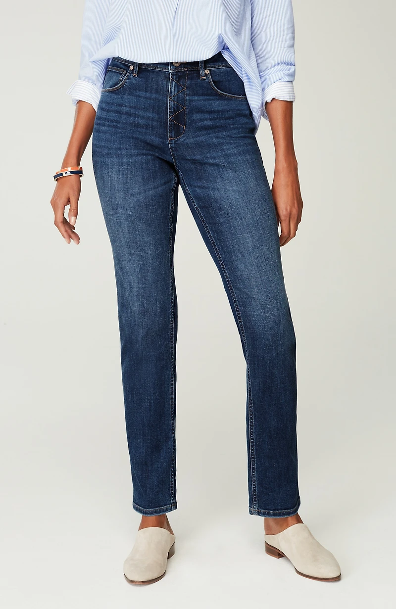 high-rise straight-leg jeans