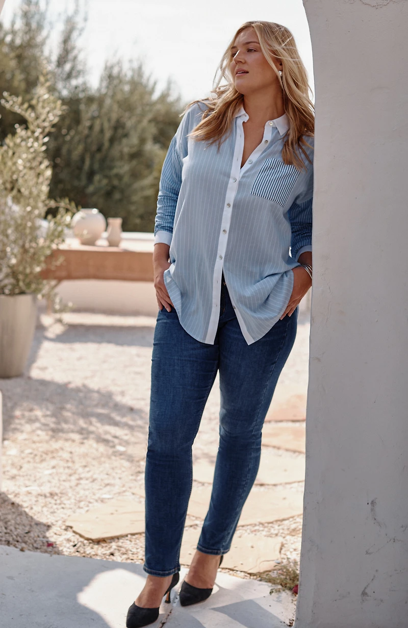 high-rise straight-leg jeans