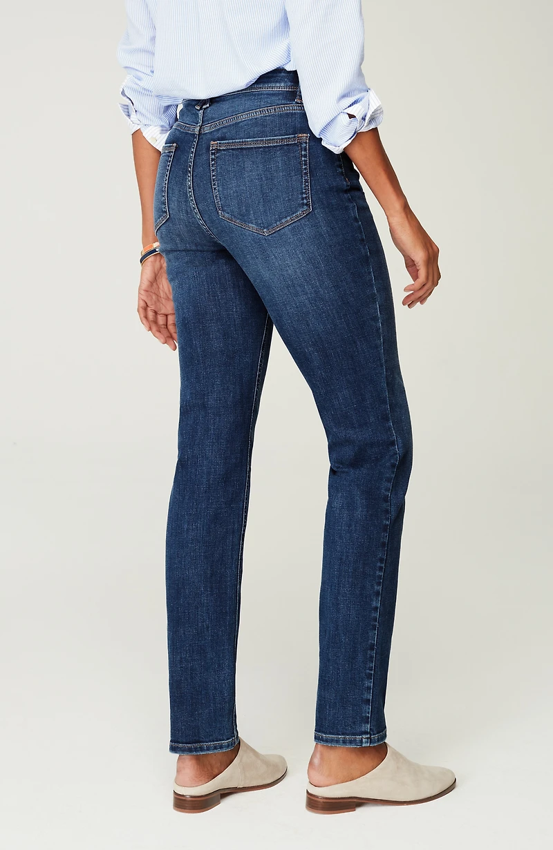 high-rise straight-leg jeans