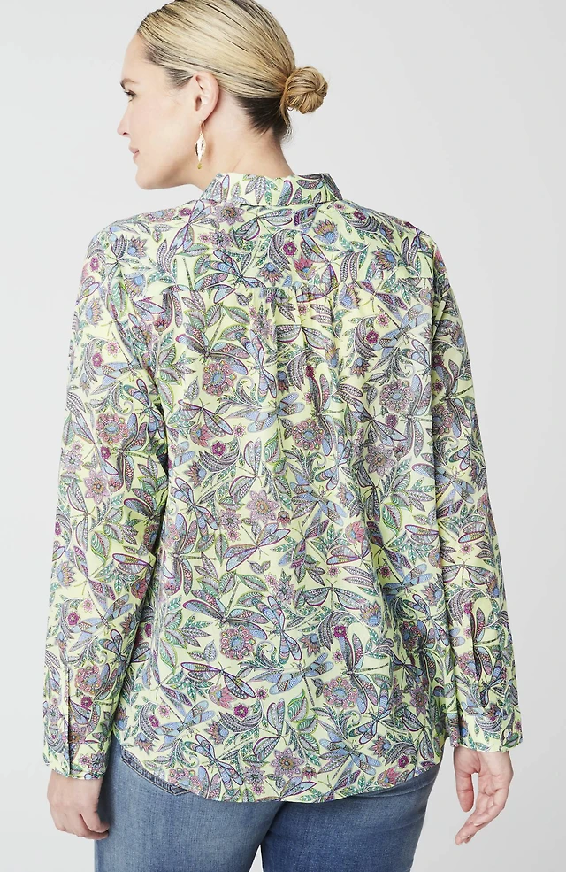 one-pocket shirred-back shirt