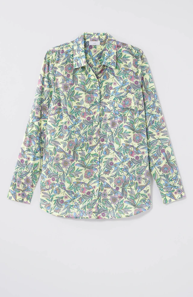 one-pocket shirred-back shirt