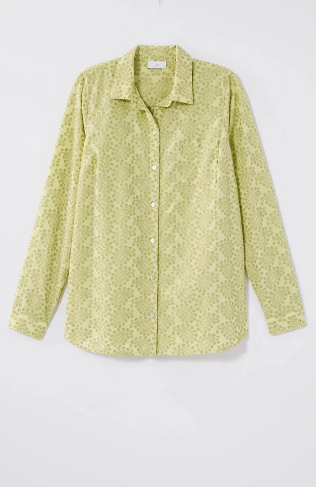 one-pocket shirred-back shirt