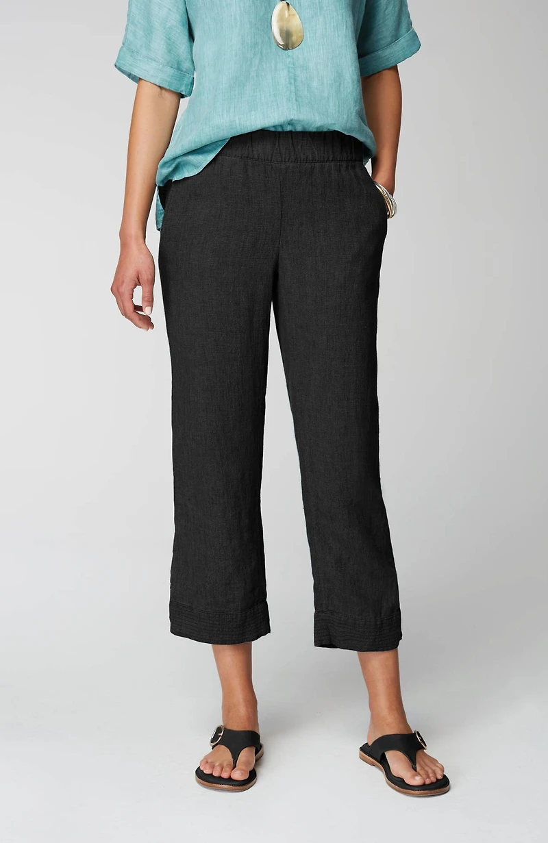 pure jill linen trapunto-stitched pants