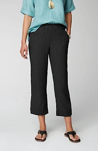 pure jill linen trapunto-stitched pants