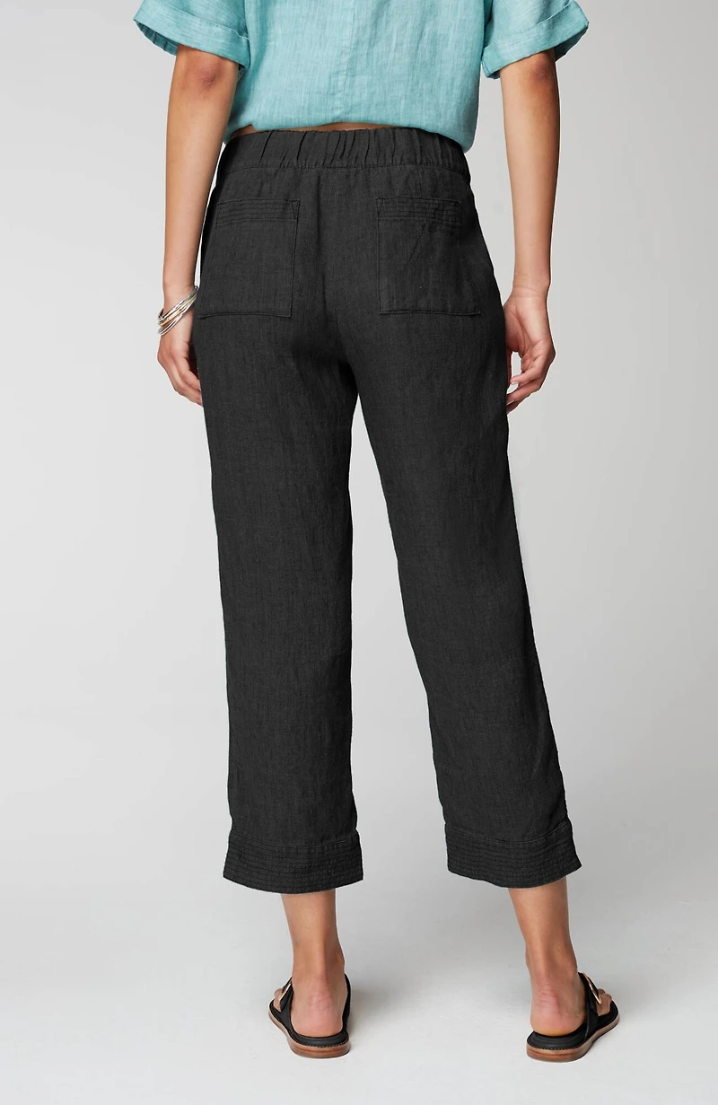 pure jill linen trapunto-stitched pants