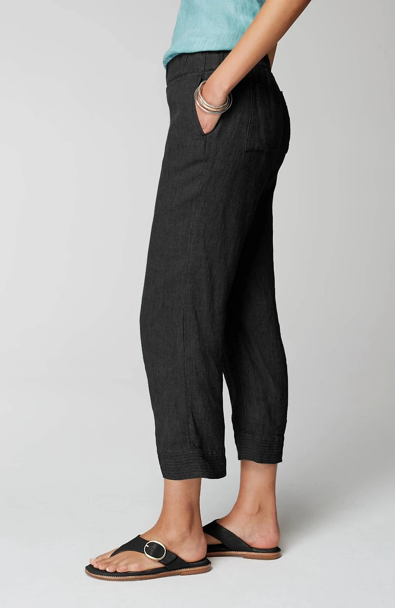 pure jill linen trapunto-stitched pants