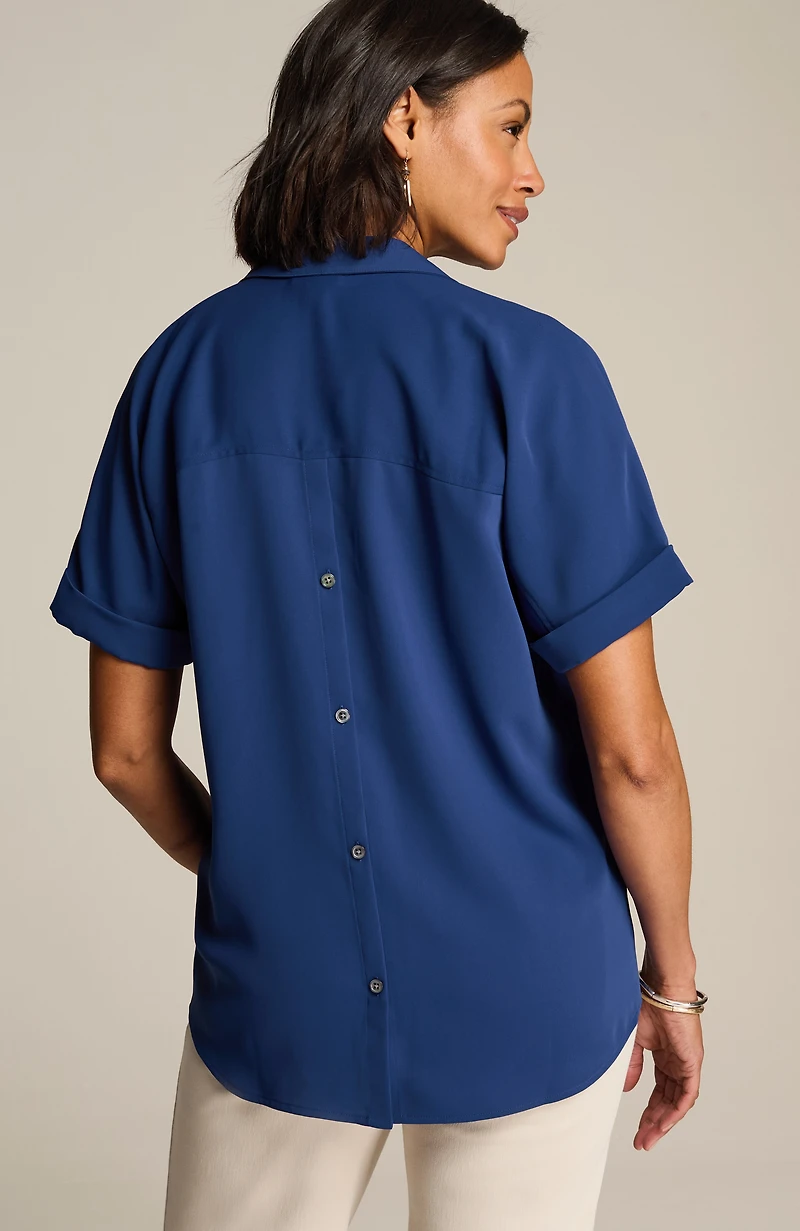 wearever easy-care button-back top