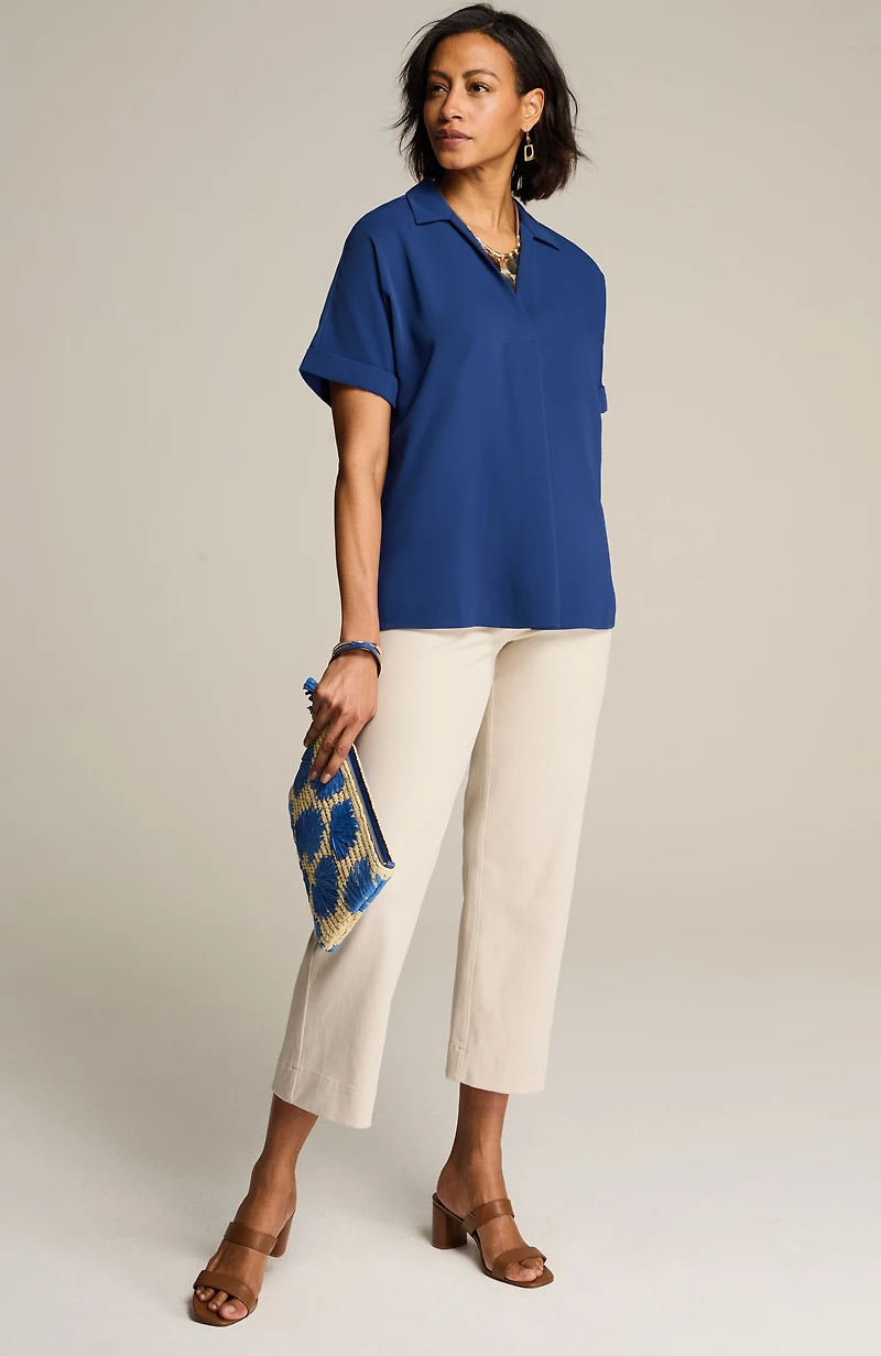 wearever easy-care button-back top