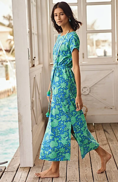 cap-sleeve maxi dress