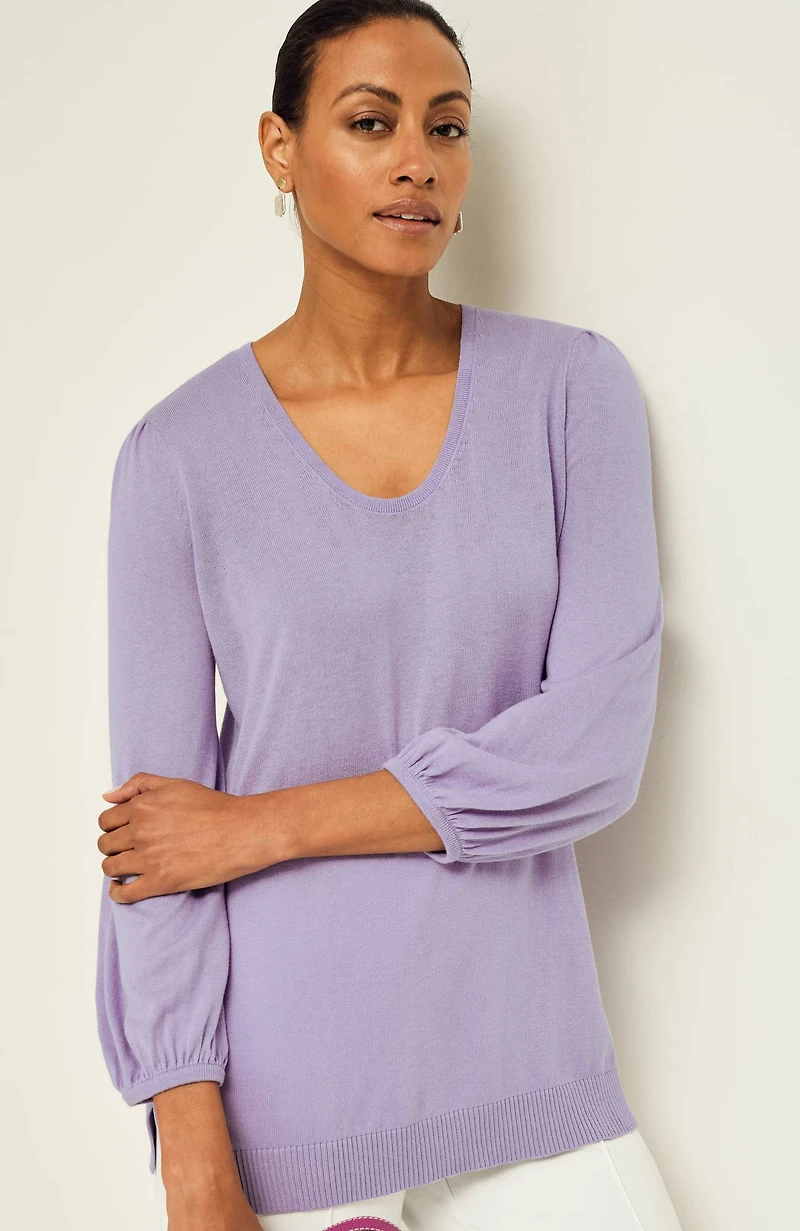wearever silk-blend blouson-sleeve sweater
