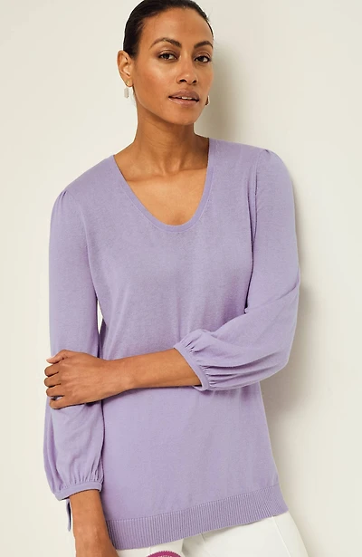 wearever silk-blend blouson-sleeve sweater