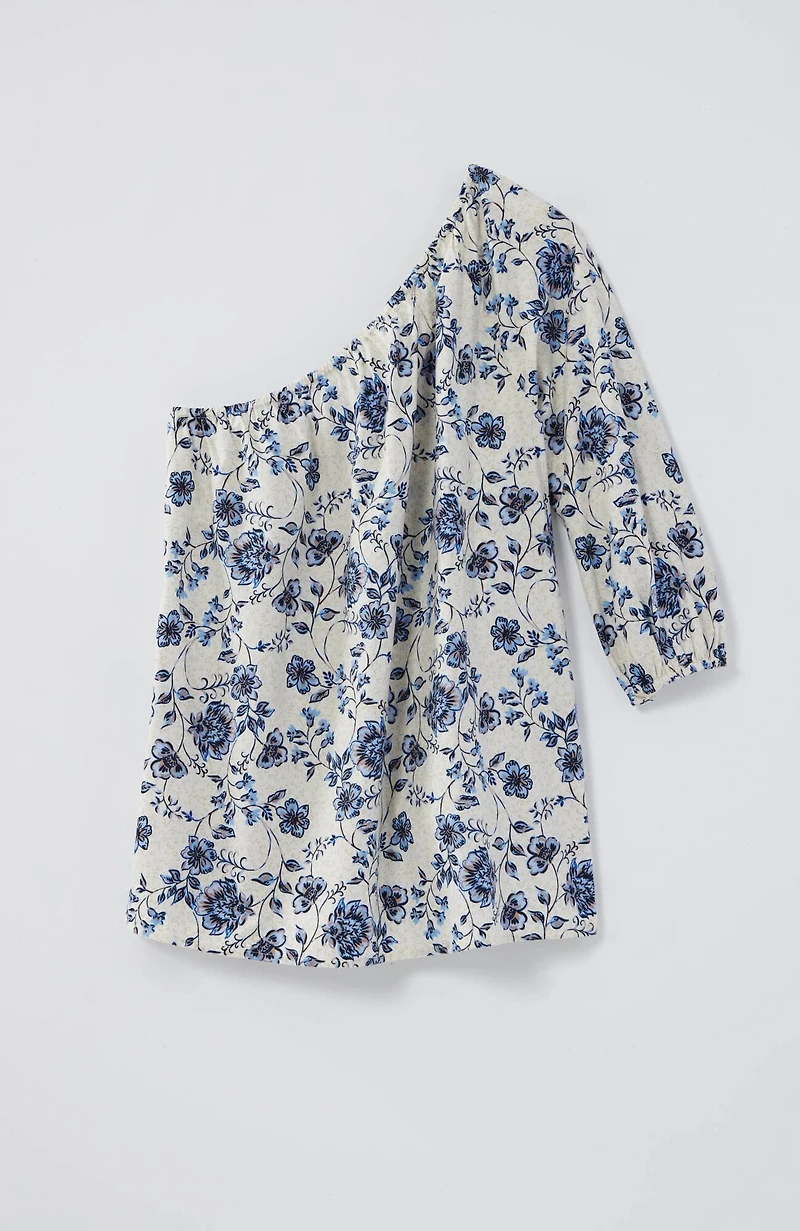 one-shoulder puff-sleeve top