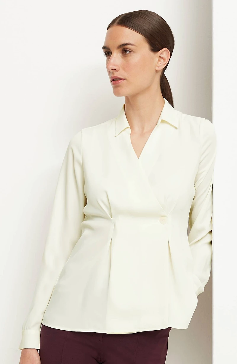 wearever easy-care pleated one-button top