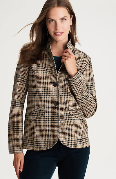 convertible-collar knit blazer