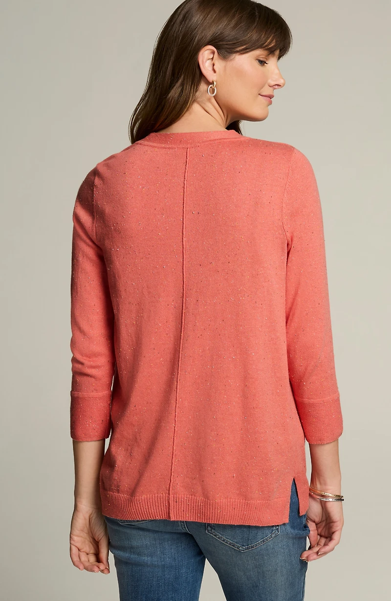 tweed pintucked pullover sweater