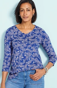 pima 3/4-sleeve v-neck tee