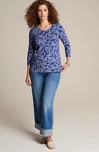 pima 3/4-sleeve v-neck tee