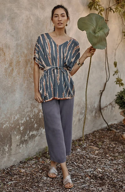 pure jill linen-blend wide-leg crops