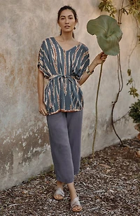 pure jill linen-blend wide-leg crops