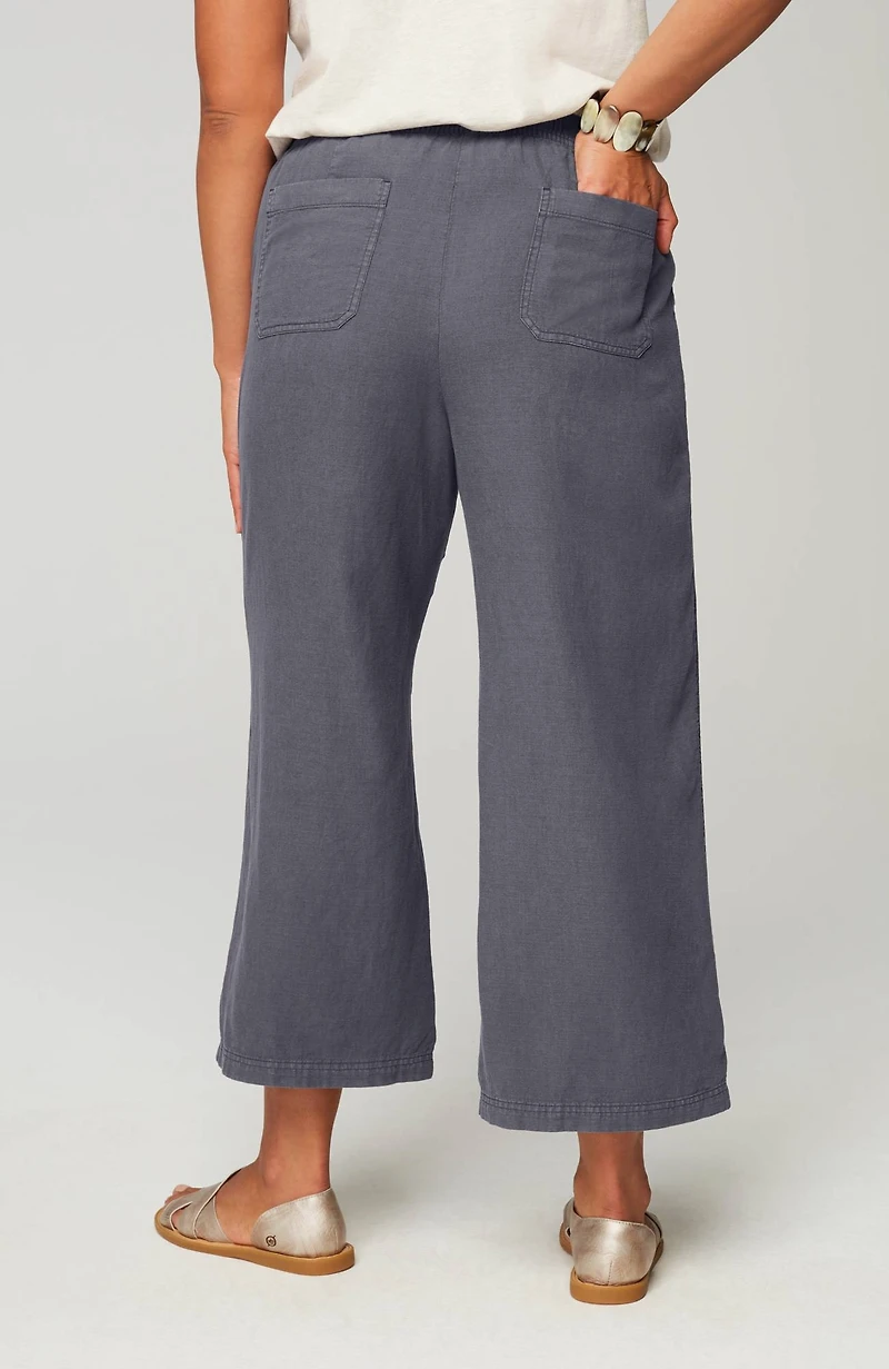 pure jill linen-blend wide-leg crops