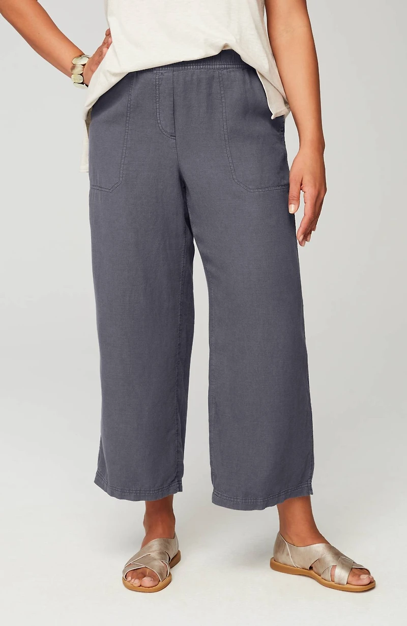 pure jill linen-blend wide-leg crops