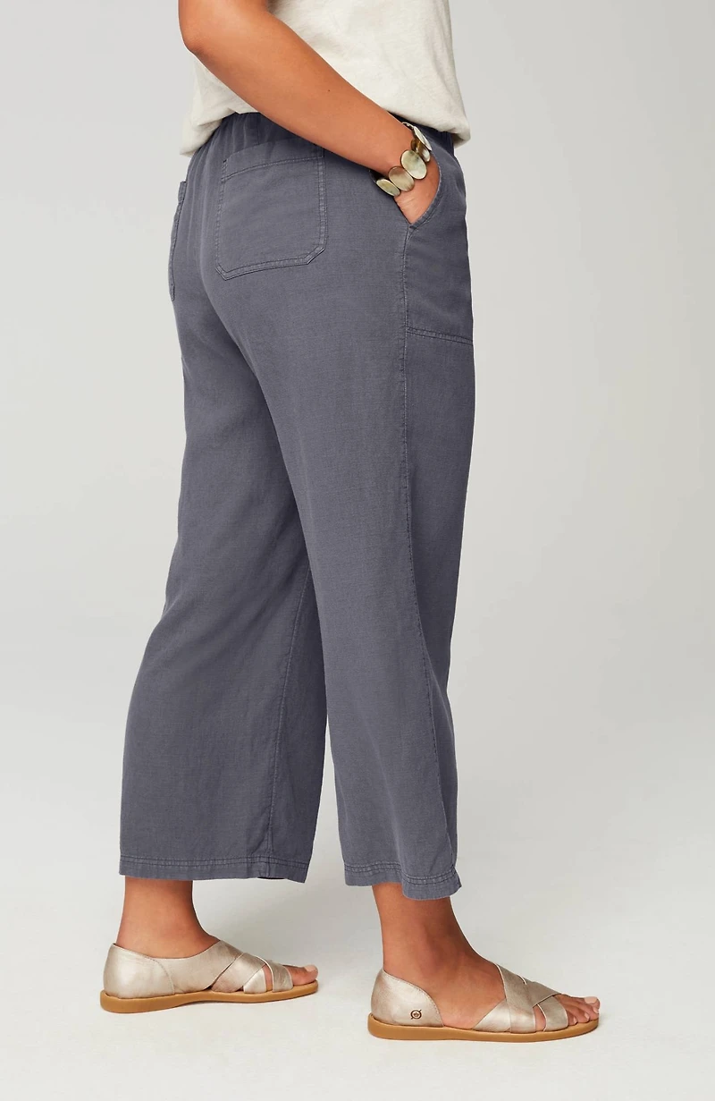 pure jill linen-blend wide-leg crops