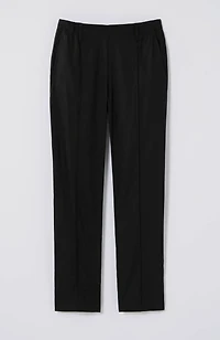 pintucked linen-stretch slim-leg pants