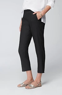 pintucked linen-stretch slim-leg pants