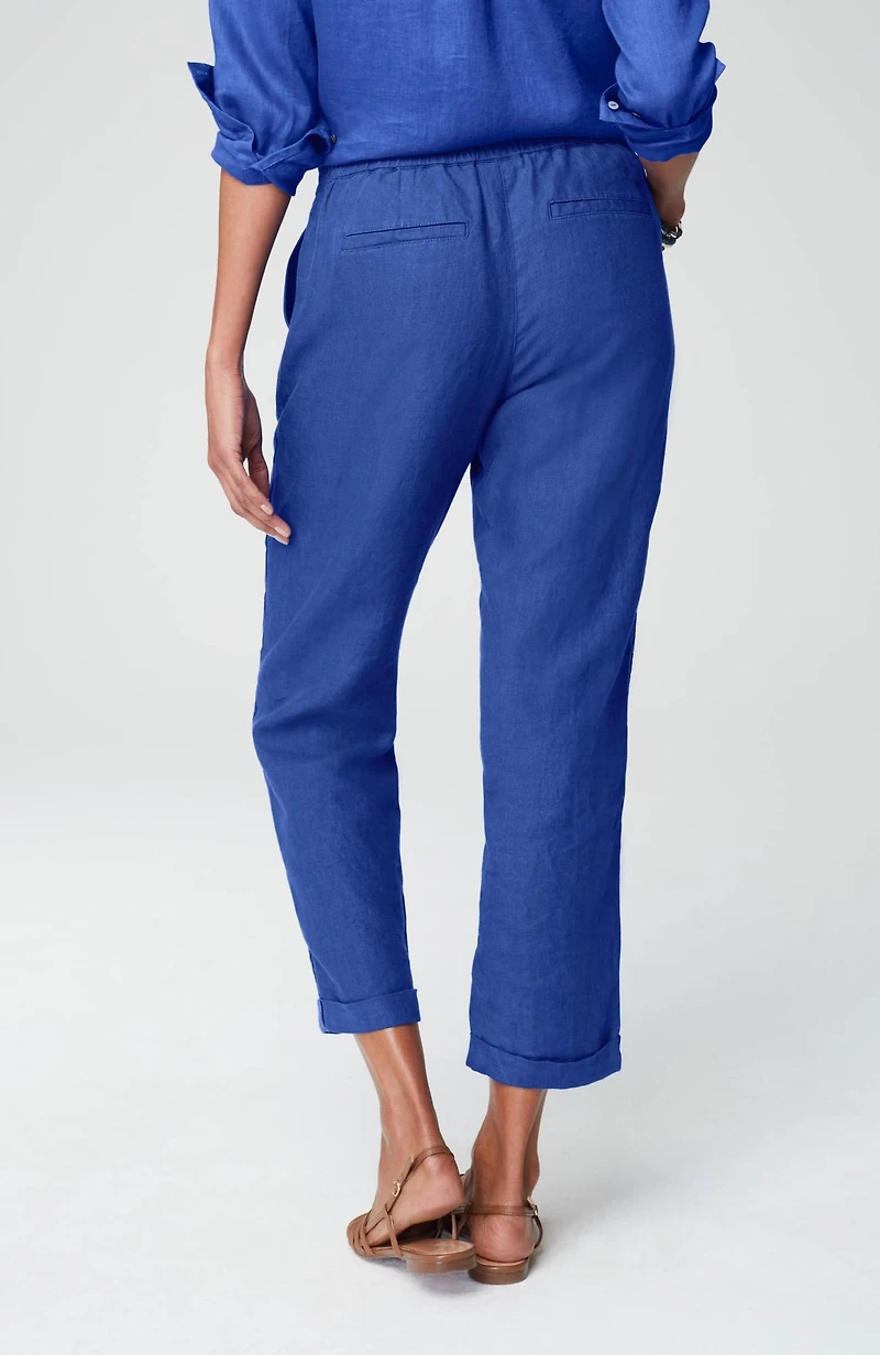 relaxed linen straight-leg pants