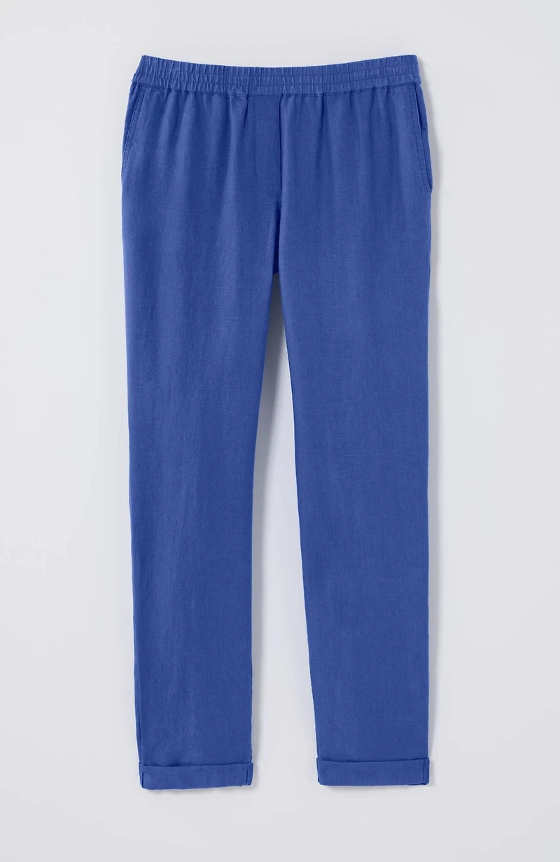 relaxed linen straight-leg pants