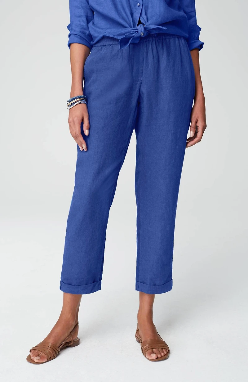 relaxed linen straight-leg pants