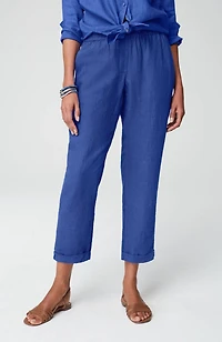 relaxed linen straight-leg pants