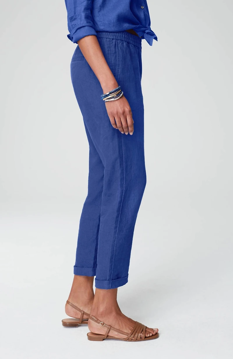 relaxed linen straight-leg pants
