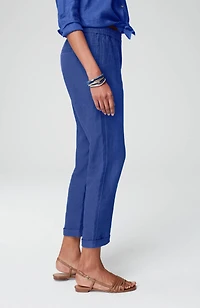 relaxed linen straight-leg pants