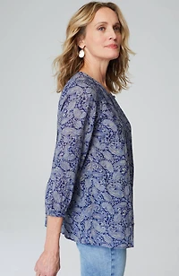 printed a-line pintucked top