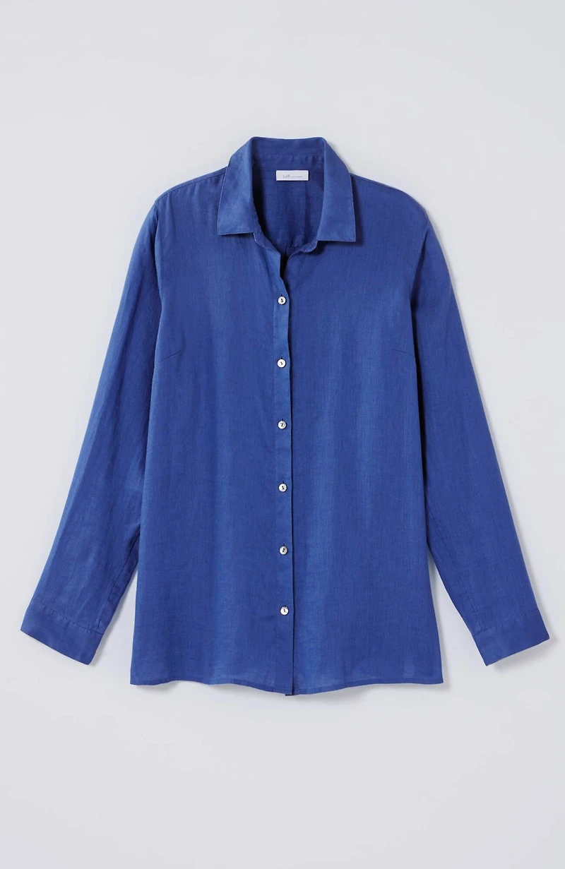 everyday linen button-front shirt