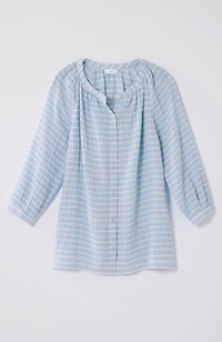 cotton-gauze striped button-front top