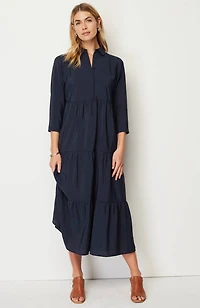 tiered maxi shirtdress
