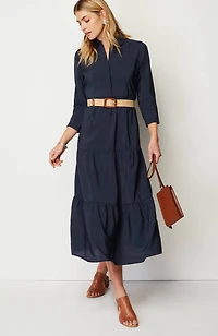 tiered maxi shirtdress