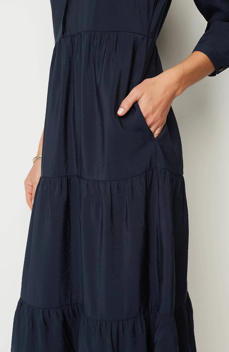tiered maxi shirtdress