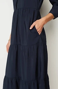 tiered maxi shirtdress