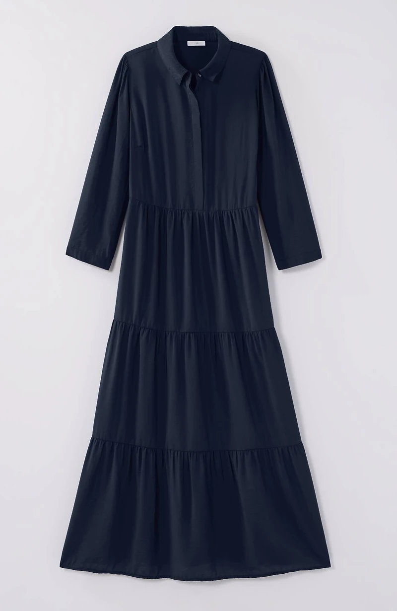 tiered maxi shirtdress