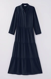 tiered maxi shirtdress