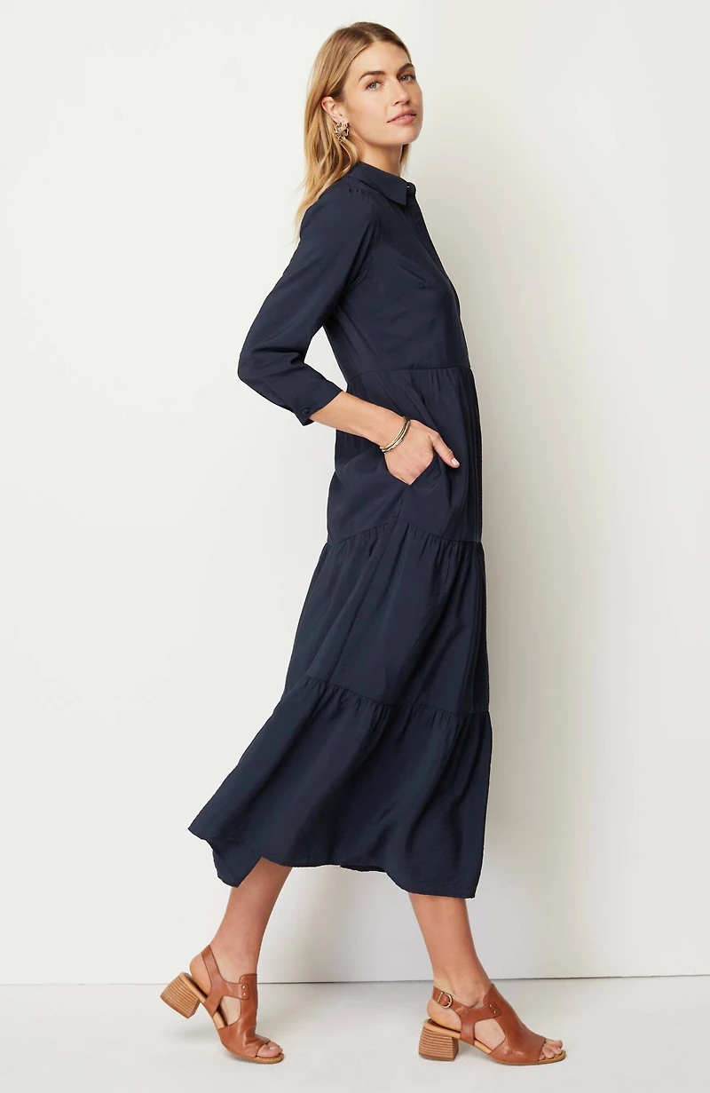 tiered maxi shirtdress