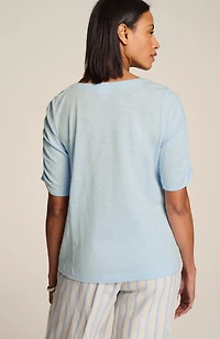 ruched-sleeve top