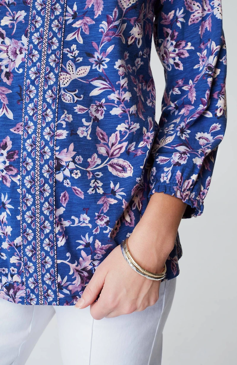 border-printed floral top