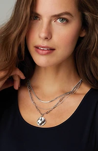 modern elements layered necklace