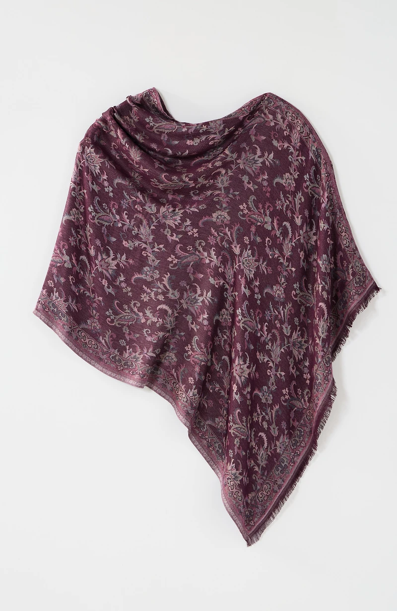 jacquard floral asymmetric poncho