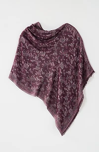 jacquard floral asymmetric poncho